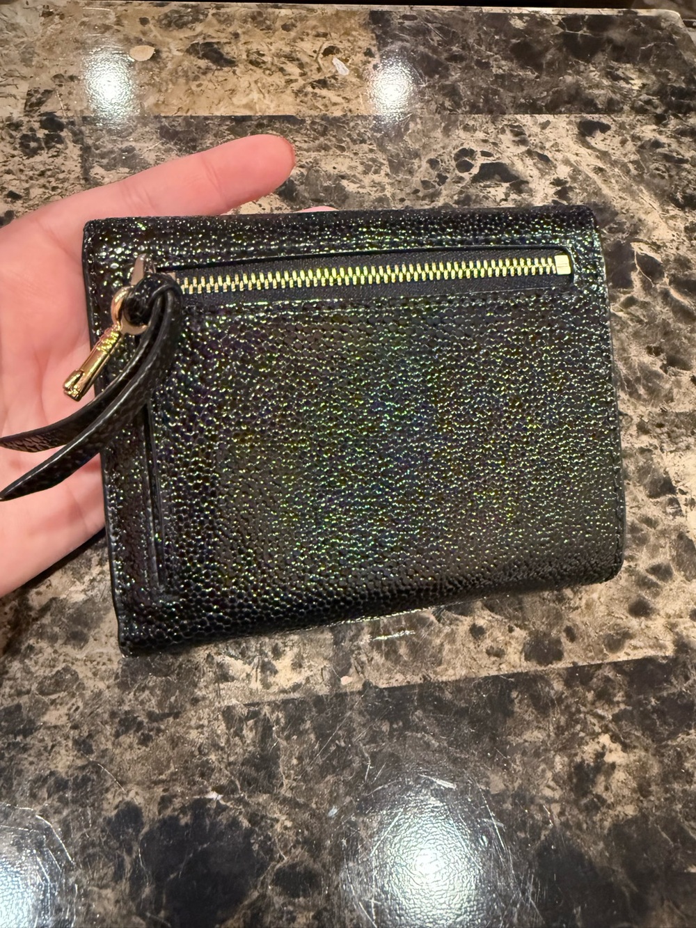 ❌SOLD❌🌟 Rare Henri Bendel Petrol Oil Slick Iridescent Trifold Wallet 🌟 - Picture 3 of 16